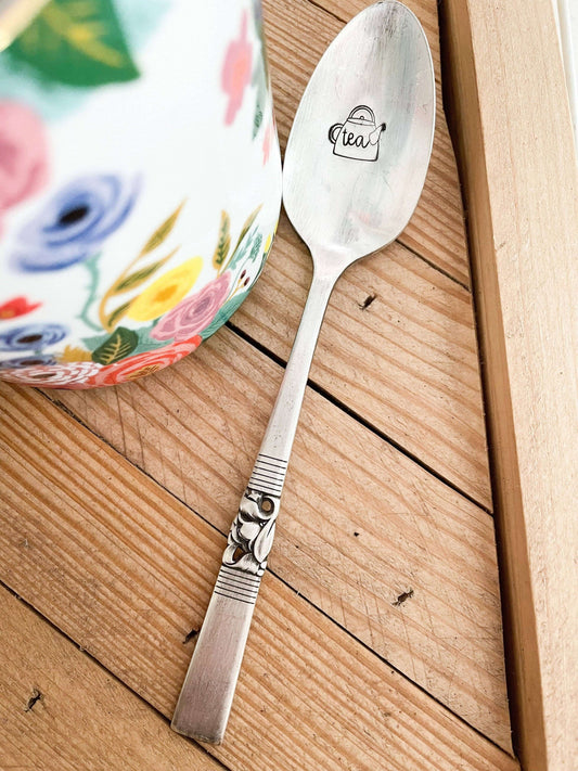 Teapot Tea Vintage Stamped Spoon