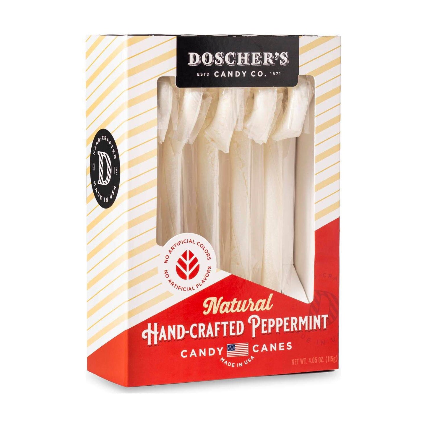 Doscher's Handcrafted All-White Peppermint Candy Cane