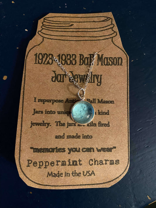 Blue Ball Jar Silver Necklace