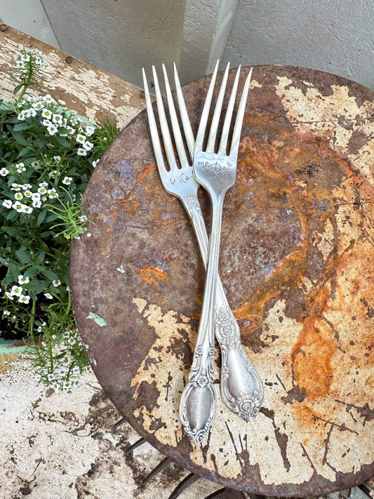 I Do & Me Too Vintage Stamped Forks - Wedding Gift - The Sassy Barn