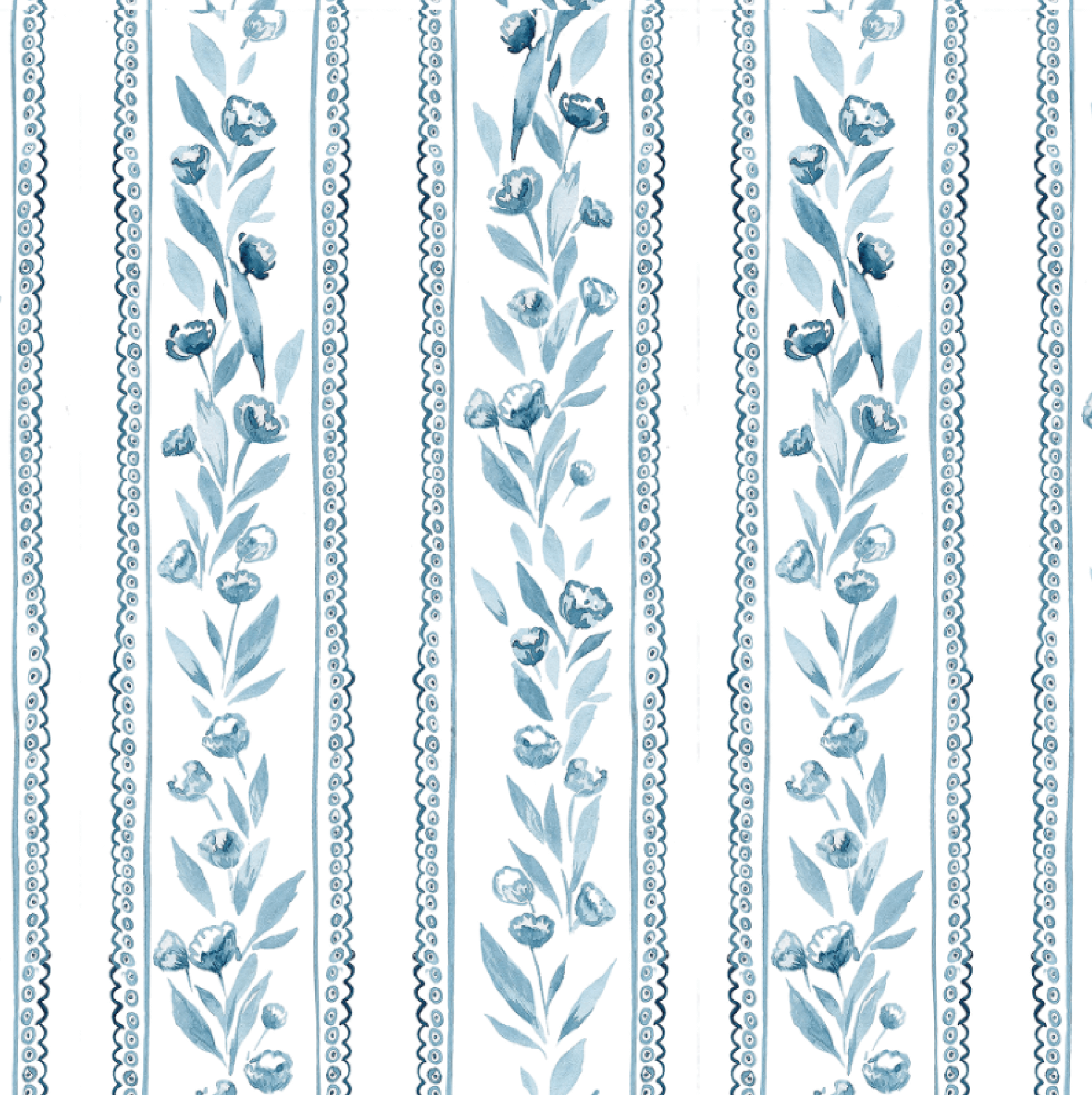 Climbing Rose blue stripe wallpaper design