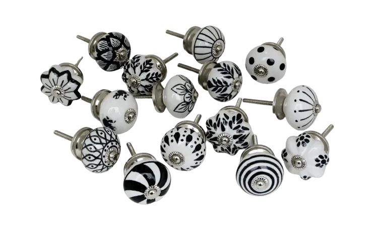 Ceramic Knobs black gray scattered