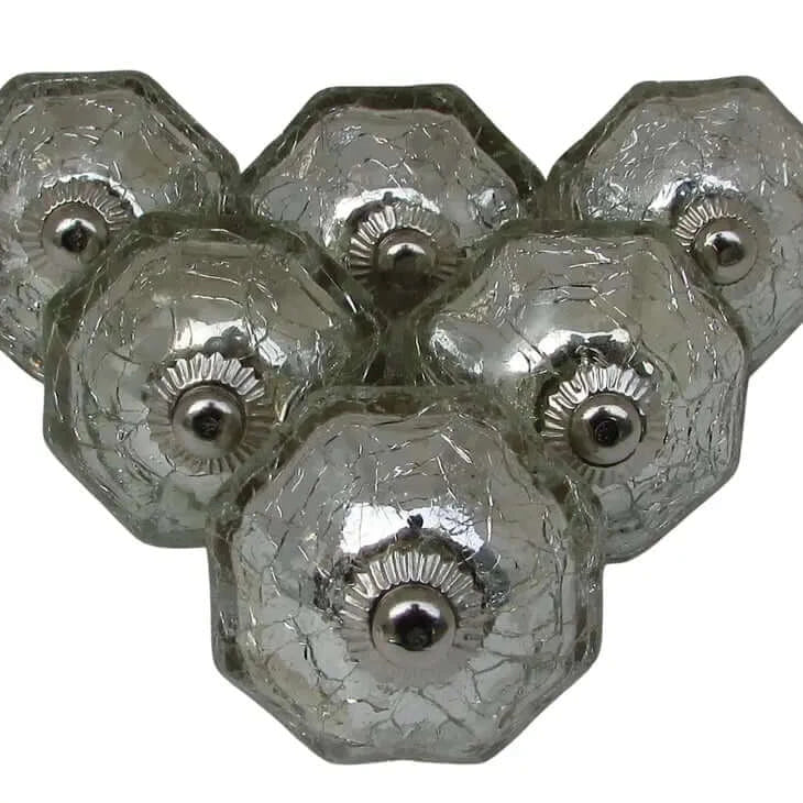 Silver hexagon knobs set of 6 front