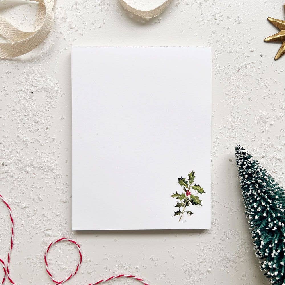 Christmas Notepad with Watercolor Holly