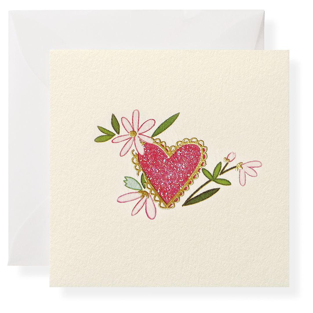 Gift Enclosure Card - Flowers and Heart