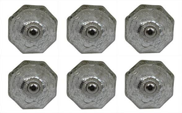 Silver Hexagon knobs set 6