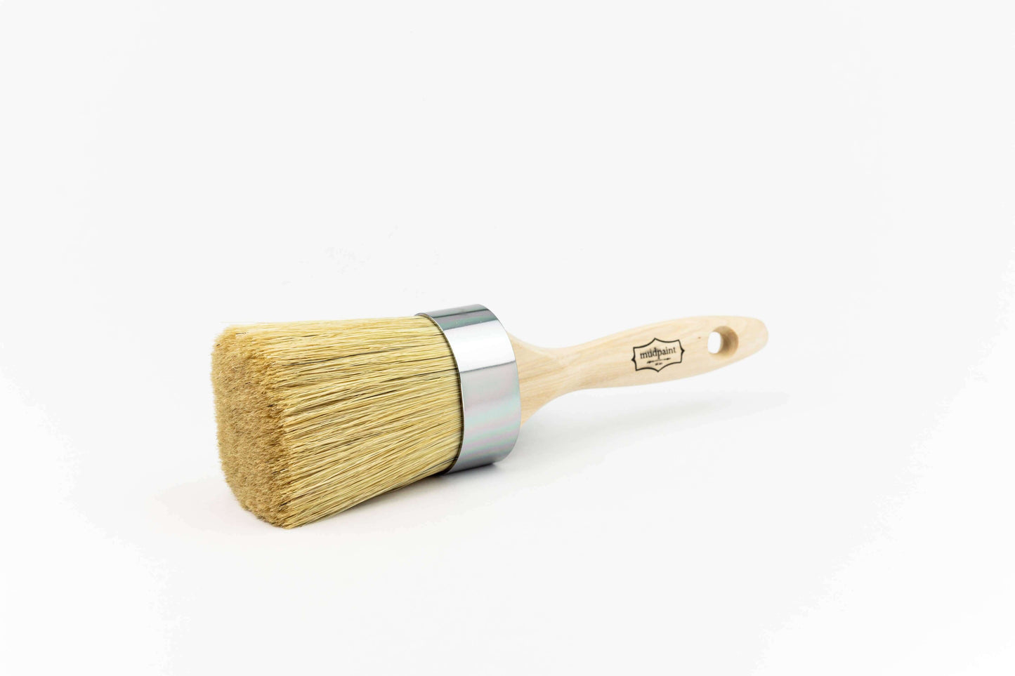 MudPaint Premium 2" Natural Bristle Oval Paint Brush for Furniture Paint
