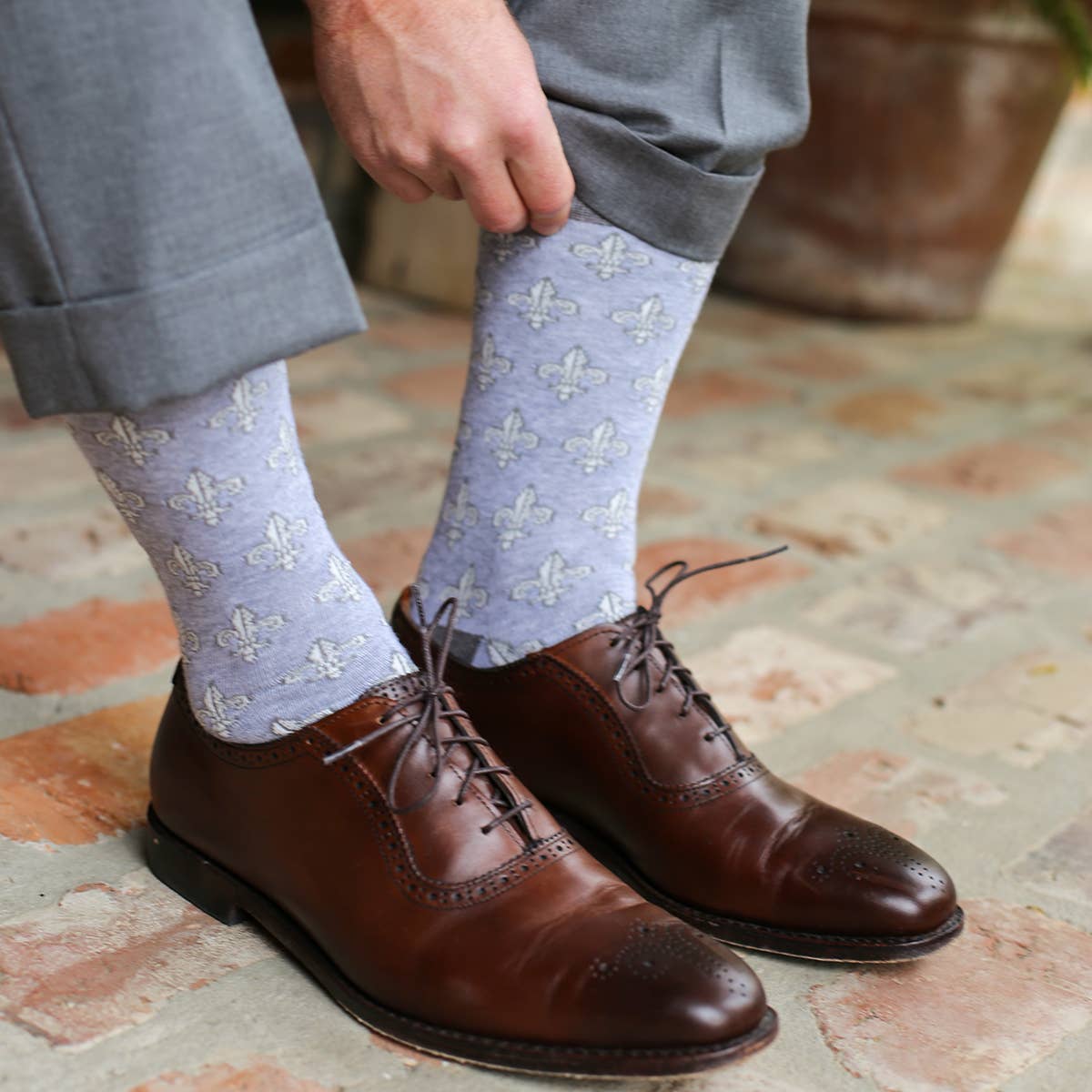 Men's Fleur de Lis Socks - Grey