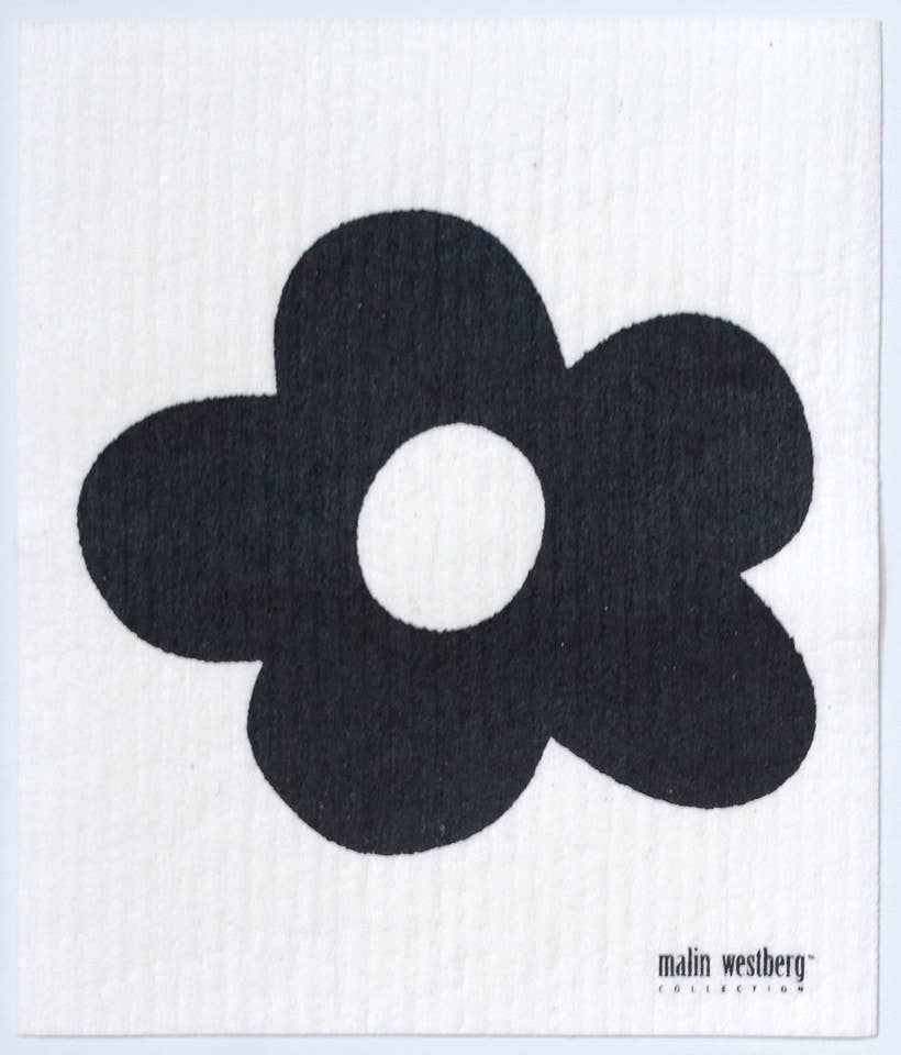 Black Flower Swedish Dishcloth