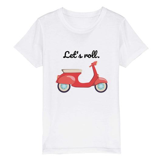 Kids T Shirt with Vintage Vespa Scooter "Let's Roll"